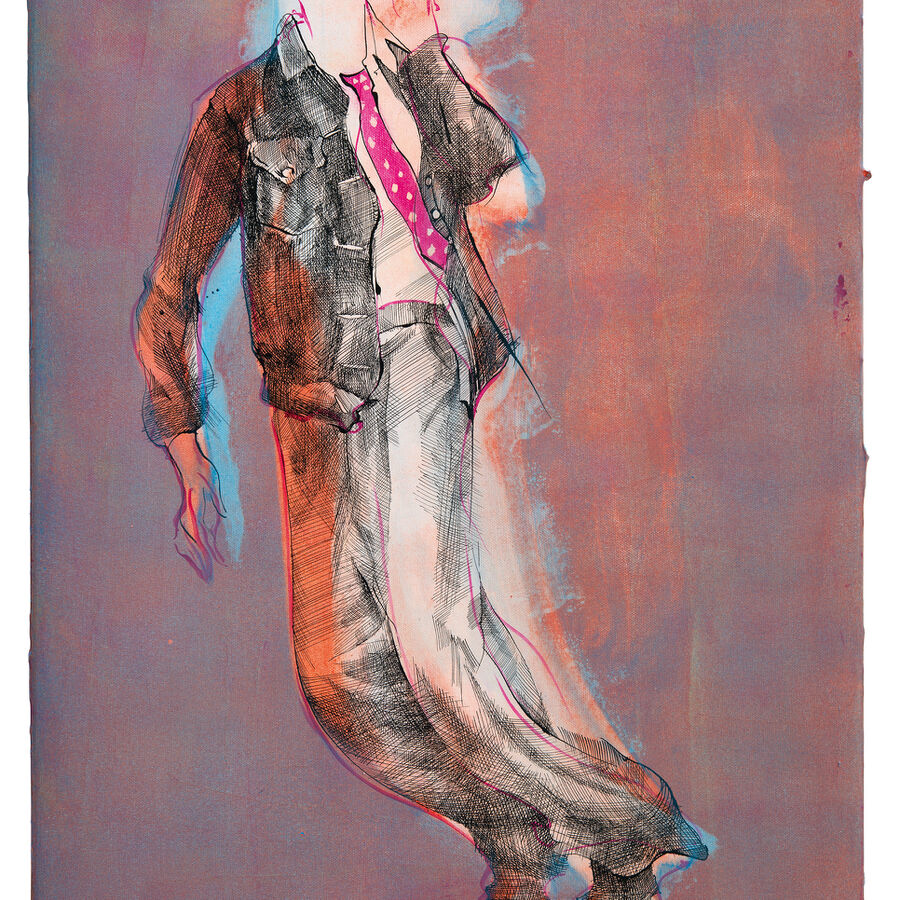 Andrey Gradetchliev, Inseln der Glückseligkeit II, 2026, Acryl,Tusche,Lack a. Lw, 80x50 cm